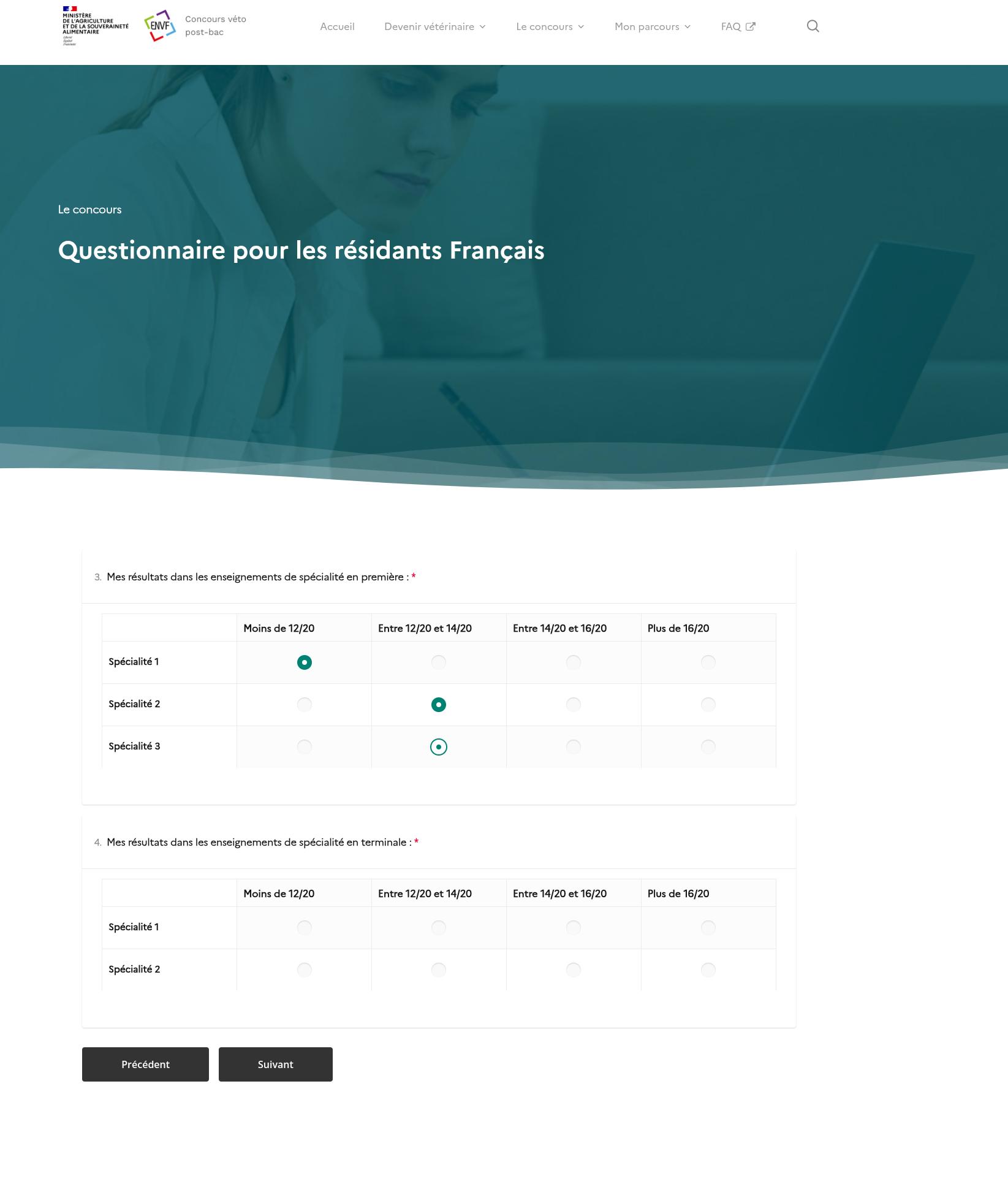Autoévaluation des compétences – Concours vétérinaire